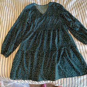 Green and white dress